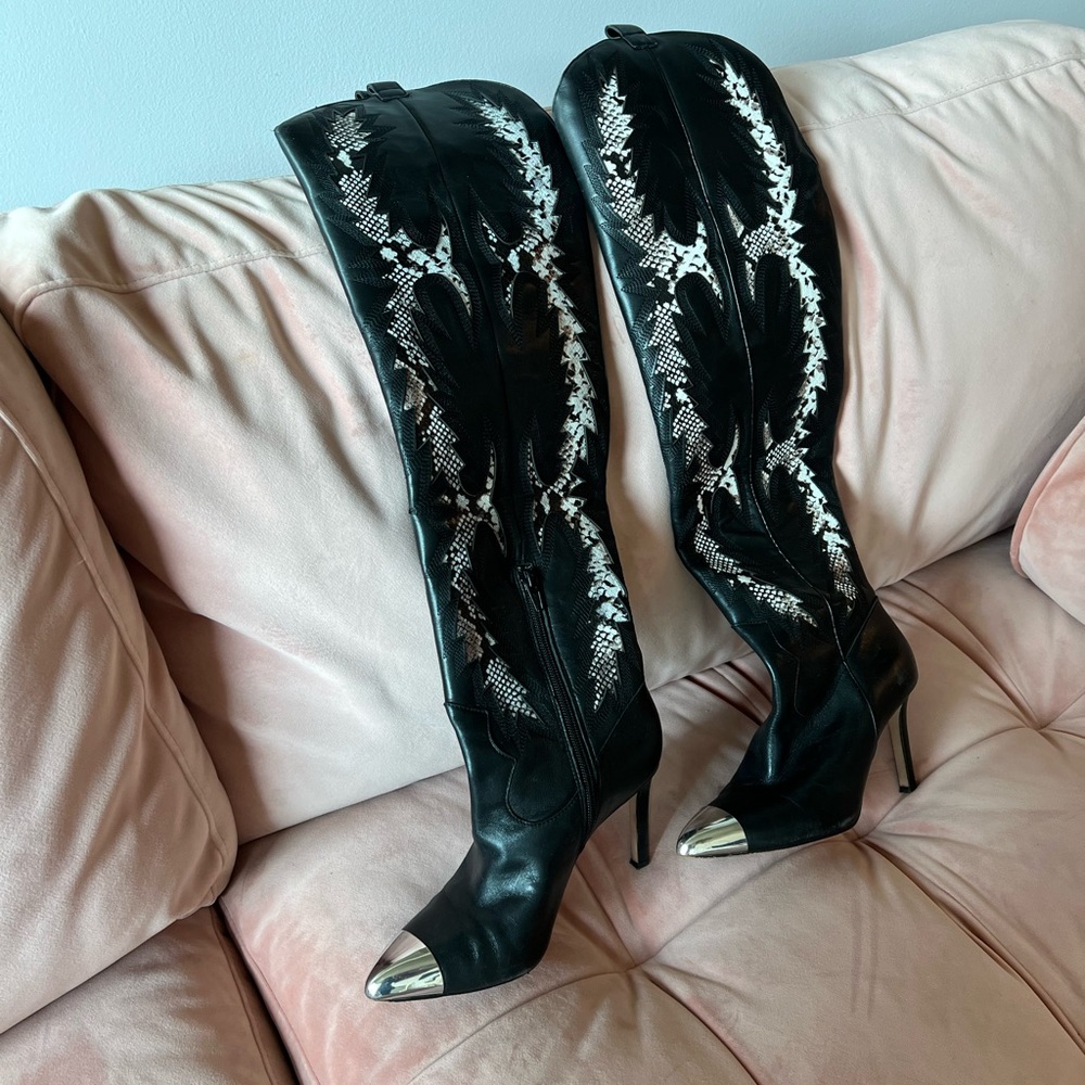 Gianni Bini Katyanna black knee high western boot
